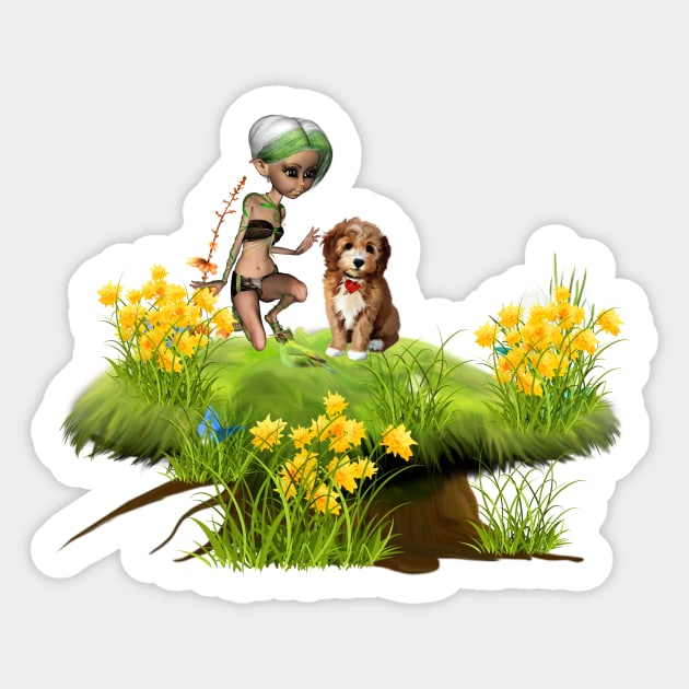 Little fairy with dog Sticker by Nicky2342